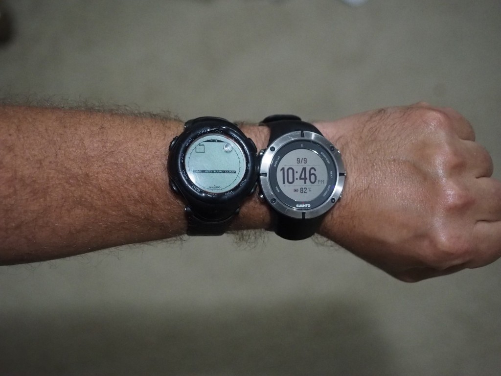 Suunto Vector on left, Suunto Ambit 2 on right