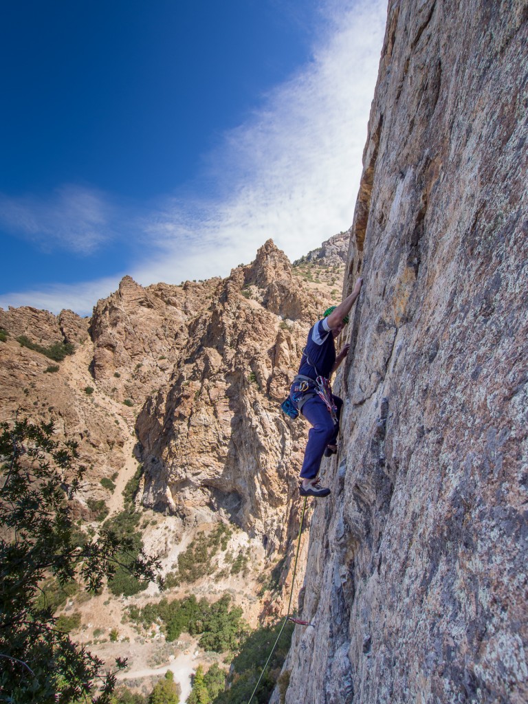 Chouinard Rock Bottoms pants in action