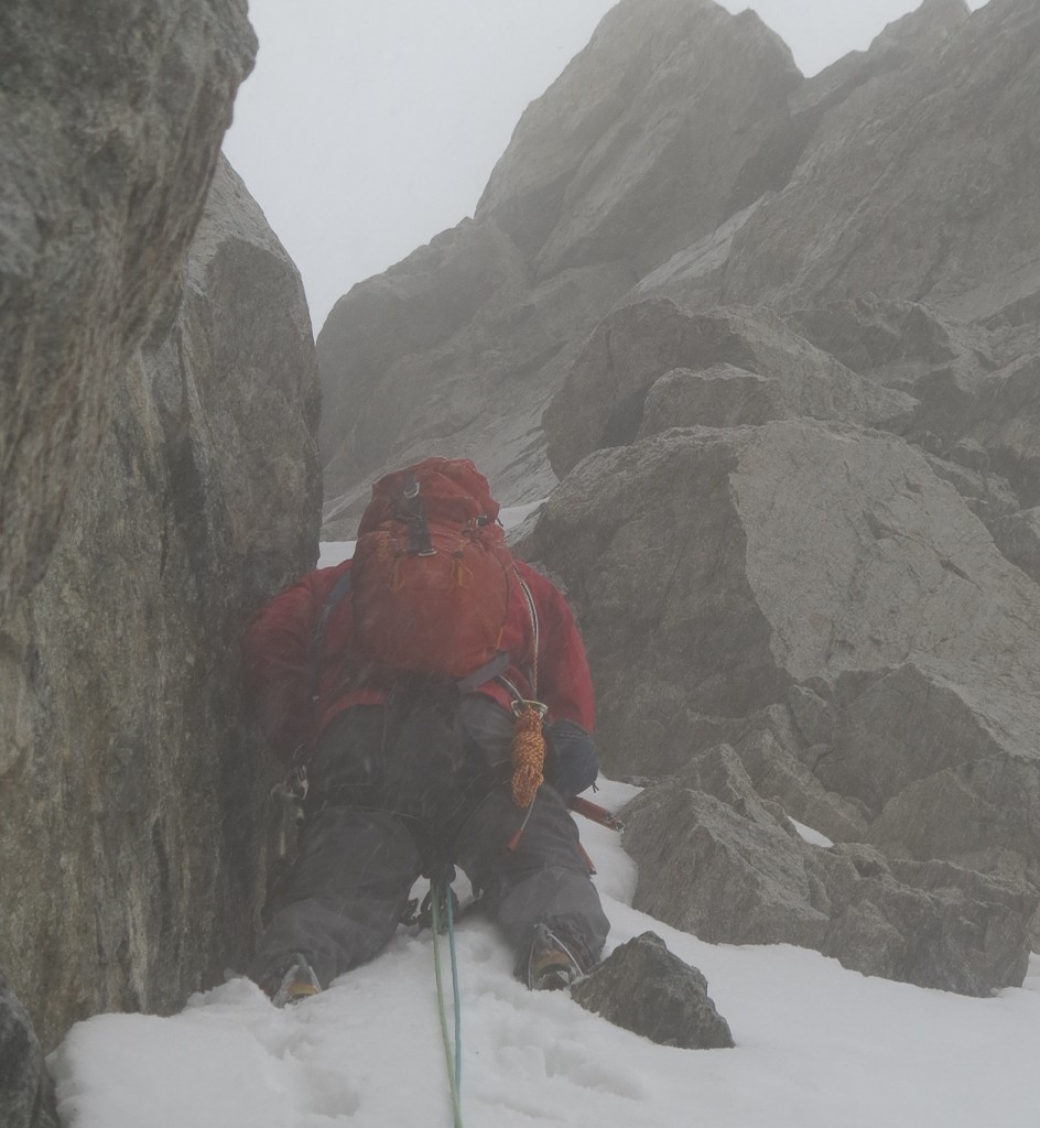 Nasty weather on Tower 1 Gully