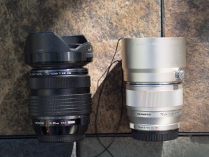 75mm and 12-40 are approximately the same size