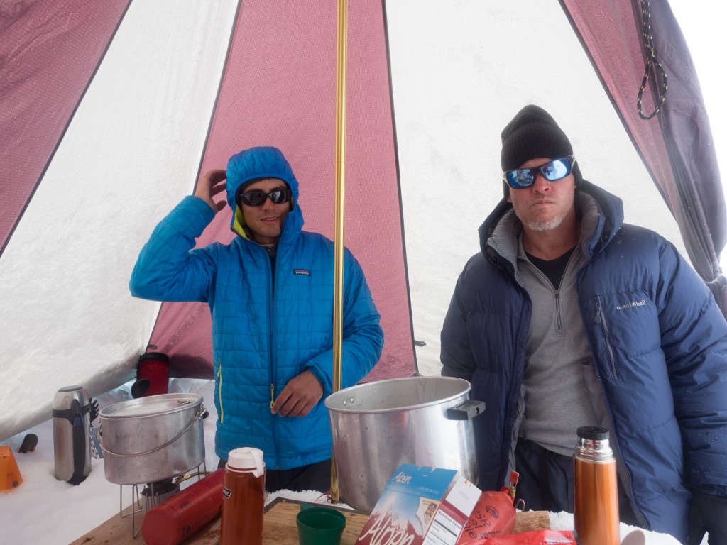 Buster and Joe in the Cook tent Megamid