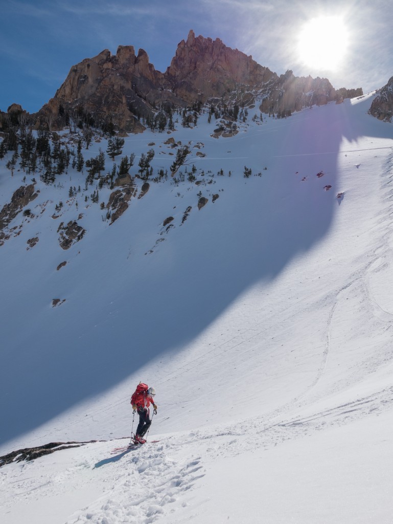 Beautiful skiing on the Bench Hut to Fishhook Hut Traverse